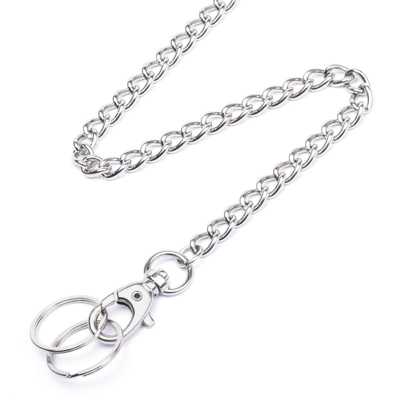 Wisdompro Wallet Chain, 24 inch Heavy Duty Pants Chain with Both Ends Lobster Clasps and Extra 2 Rings for Keys, Jeans, Trousers, Belt Loop, Purse and Handbag - Silver - Image 2
